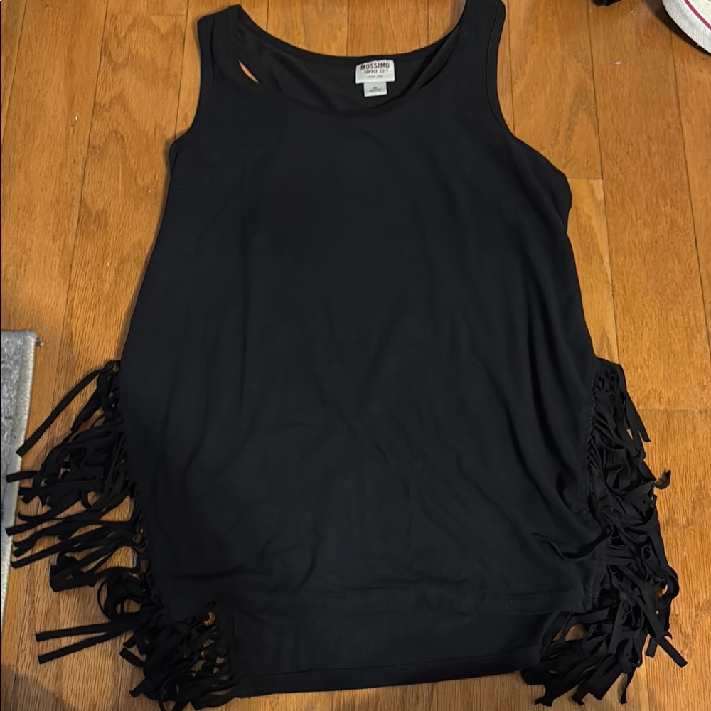 Black Suede Fringe Tank Top